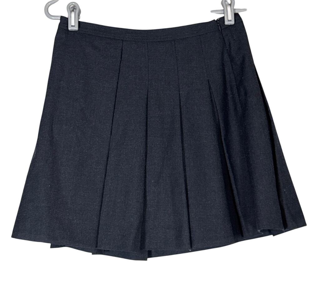 Girdear Grey Pleated Wool Mini Skirt Wrap Women 4 Academia Preppy School Girl